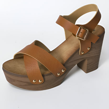 Damen Sandalen mit klobigem Absatz und Riemchen Sommerschuhe