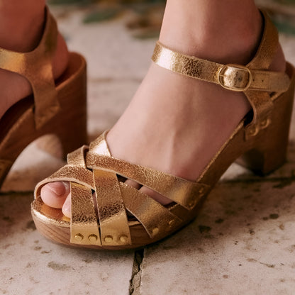 Damen Sandalen mit klobigem Absatz und Riemchen Sommerschuhe