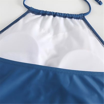Damen Tankini Badeanzug Strand-Badebekleidung Neckholder-Badeanzug