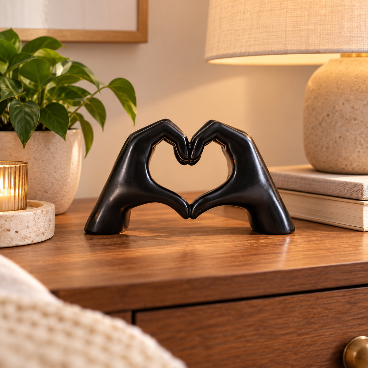 Wooden Decorative Figure Handcrafted Figurine Heart Shape