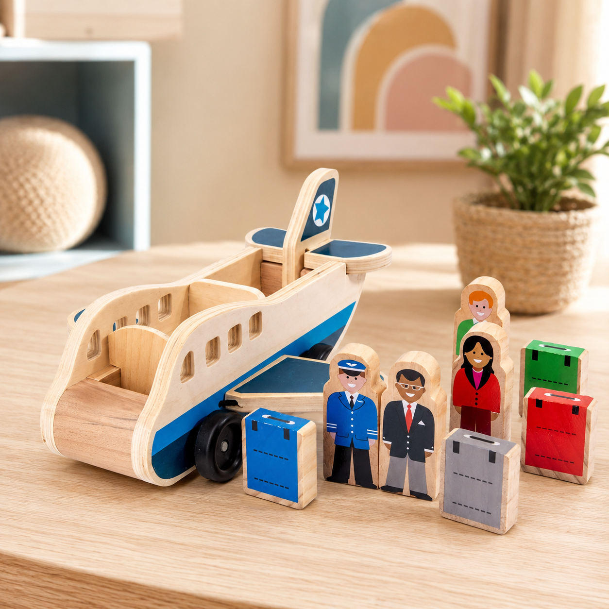 Montessori-træflylegetøj til småbørn, der kan skubbes og trækkes