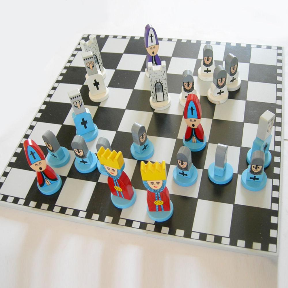 Scacchi Legno Bambini Gioco Tavolo Strategia Cartoon