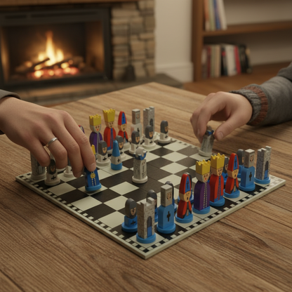 Scacchi Legno Bambini Gioco Tavolo Strategia Cartoon