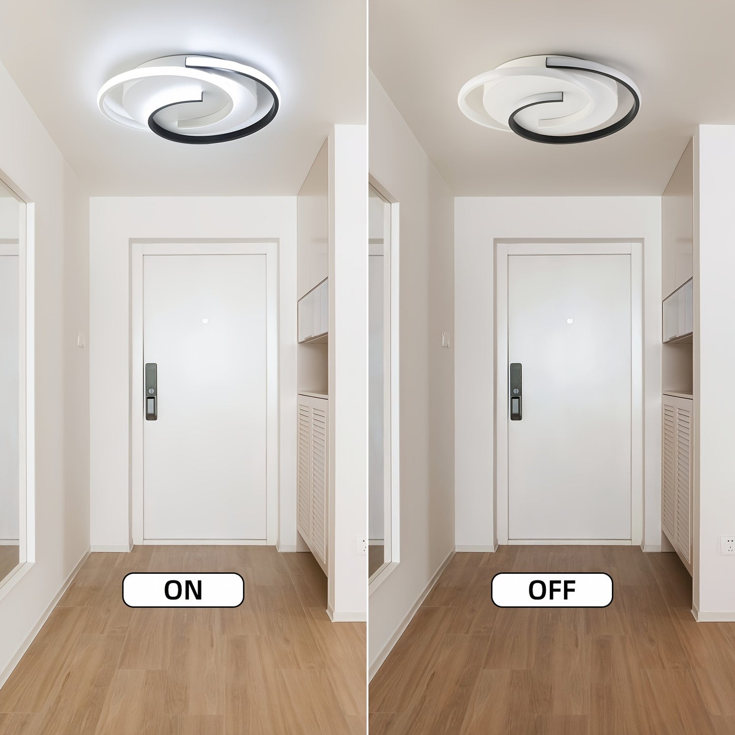 Moderne LED loftslampe | Swirl sort og hvid design