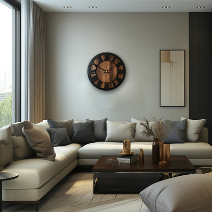 Reloj de Pared Vintage de Madera | Diseño con Números Romanos