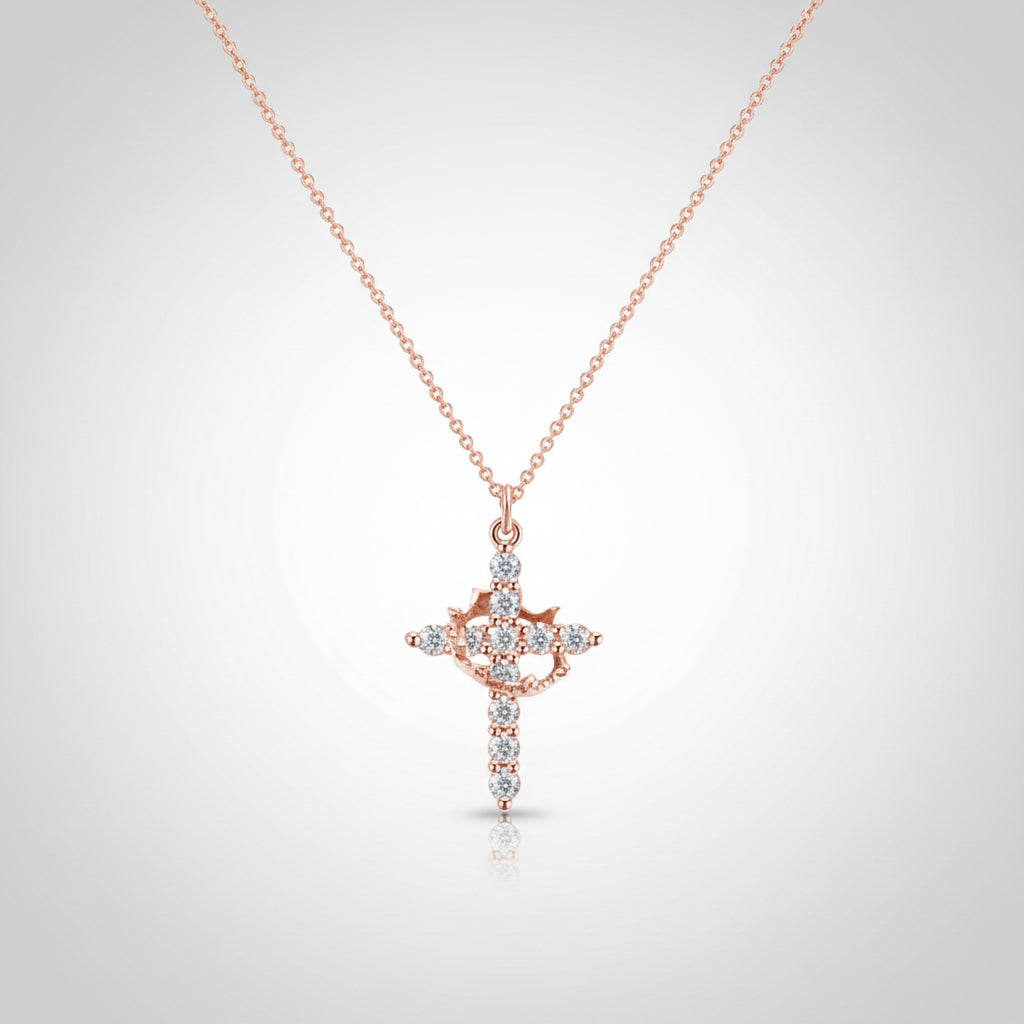 Halskette Damen Kreuz Anhänger Krone Gold Silber Schmuck