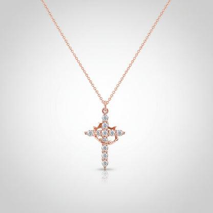 Halskette Damen Kreuz Anhänger Krone Gold Silber Schmuck