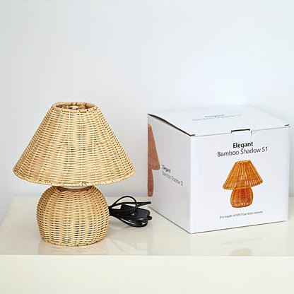 Schreibtischlampe aus Bambusgeflecht | USB-betriebenes Boho-Akzentlicht