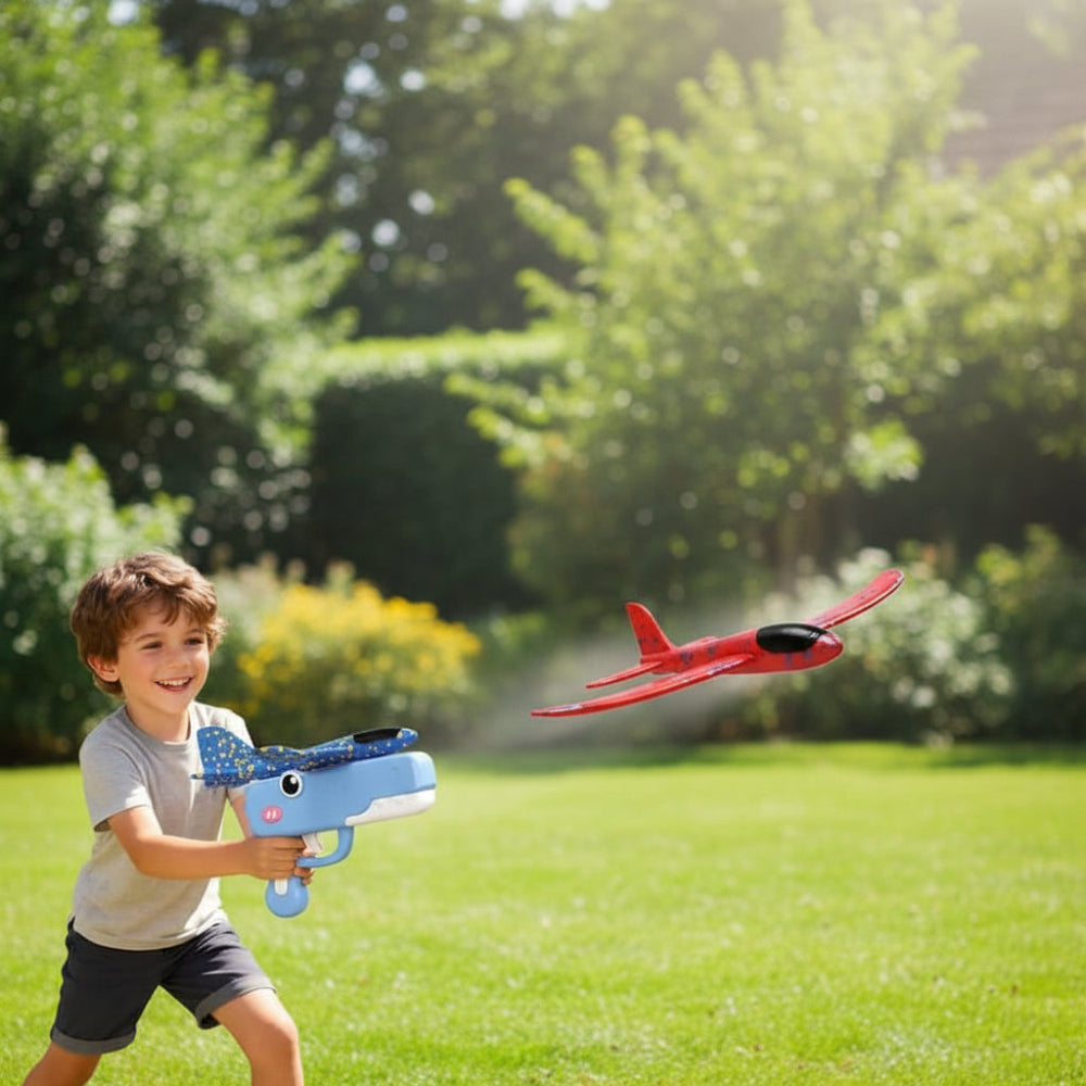 Airplane Launch Toy Catapult Glider Indoor Outdoor Fun - Image 1