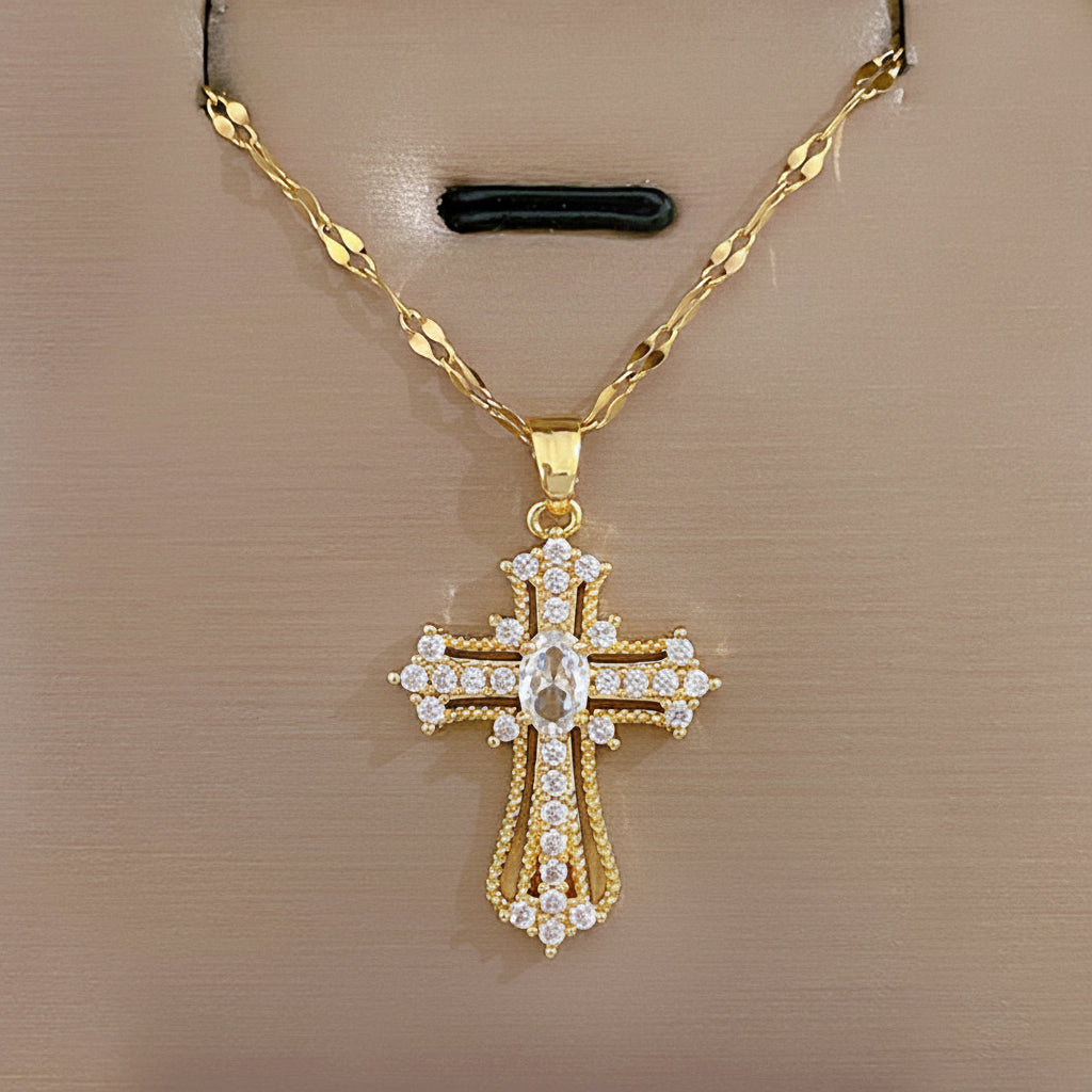 Halskette Kreuzanhänger Gold Muttertagsgeschenk Schmuck