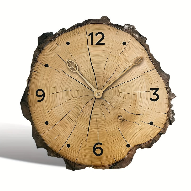 Relógio de Parede em Fatia de Madeira Rústica | Decoração de Casa com Design de Tronco Natural