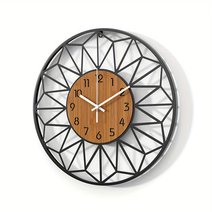 Orologio da Parete Moderno in Metallo | Design Centrale Effetto Legno