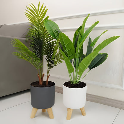 Vaso Moderno Rotondo con Gambe in Legno | Vaso Decorativo per Piante da Interno e Esterno