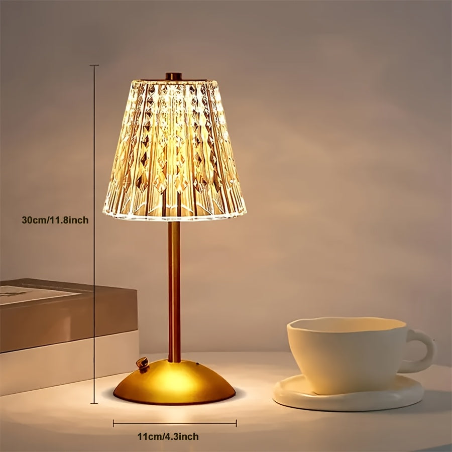 Lámpara de Mesa Crystal Touch | Recargable por USB
