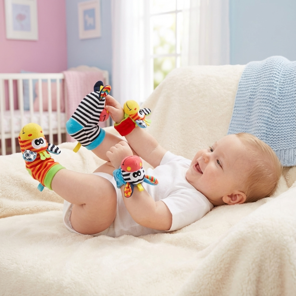 Baby Sensory Socks Bracelet Developmental Playtime Fun - Image 1