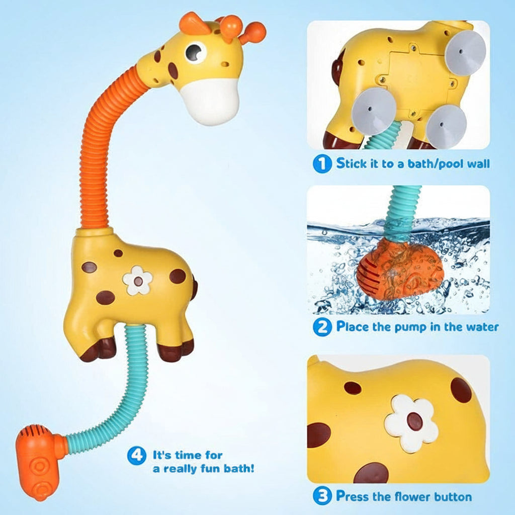Bath Toy Water Spraying Giraffe Interactive Fun Soft Edges - Image 3