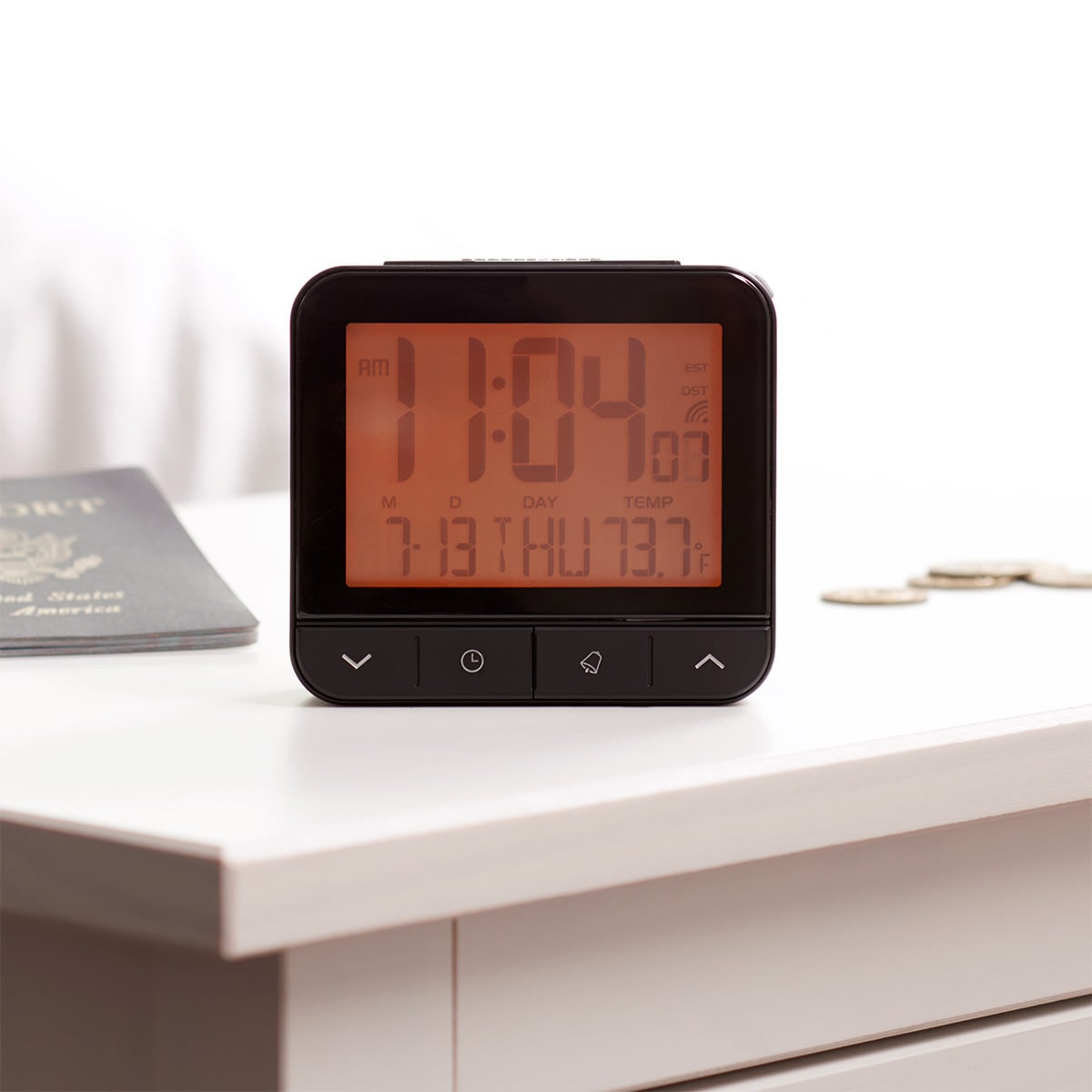 Battery Operated Travel Alarm Clock Portable Design Atomic - Image 3