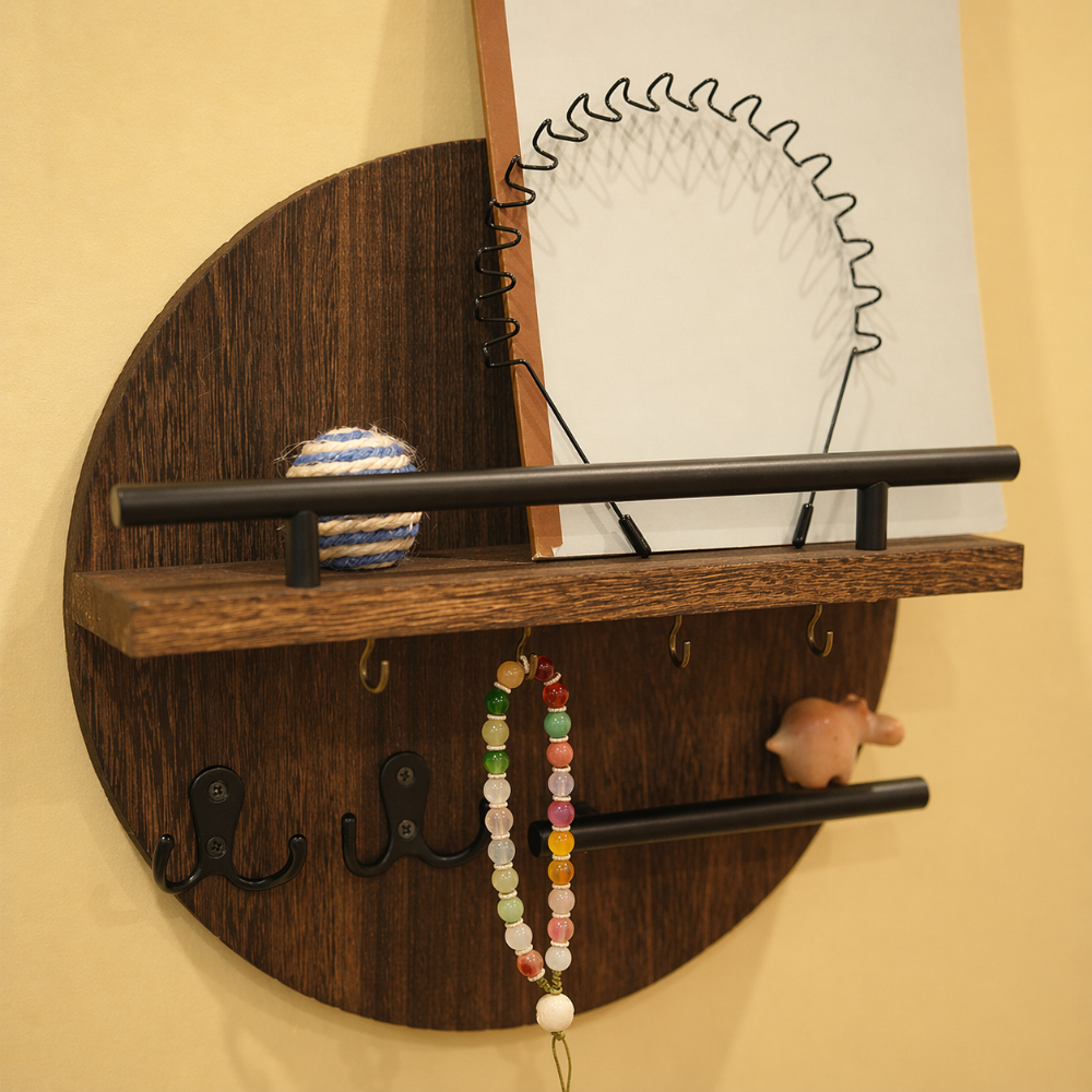 Portachiavi Rotondo in Legno | Elegante e Ecologico Organizzatore da Parete