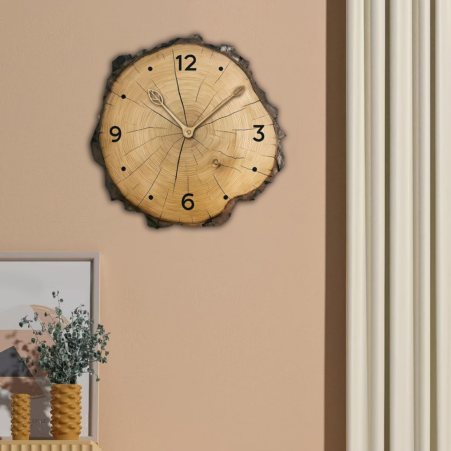 Relógio de Parede em Fatia de Madeira Rústica | Decoração de Casa com Design de Tronco Natural