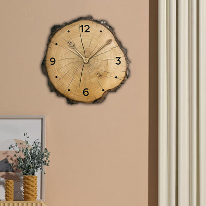 Relógio de Parede em Fatia de Madeira Rústica | Decoração de Casa com Design de Tronco Natural