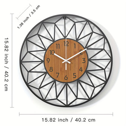 Orologio da Parete Moderno in Metallo | Design Centrale Effetto Legno