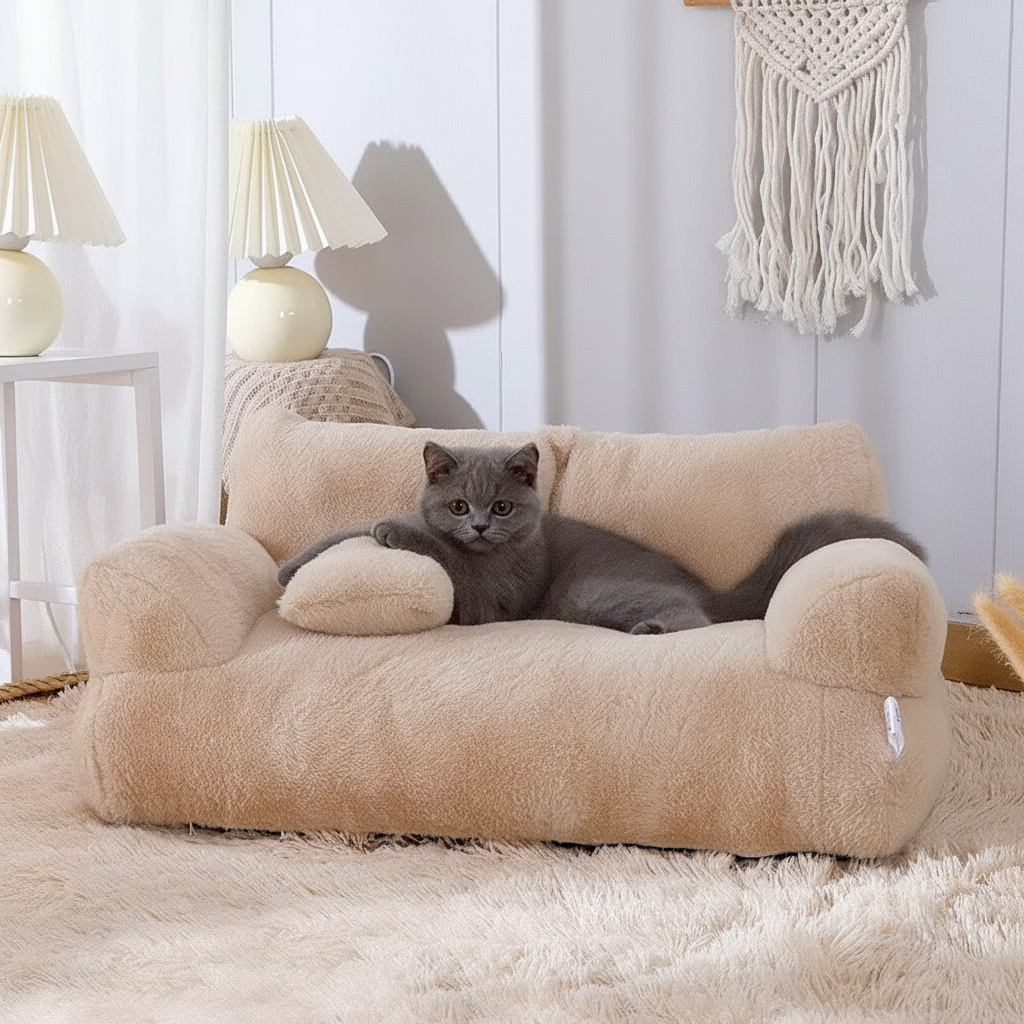 Calming Pet Sofa Soft Relax Zipper Design Cat Couch - Image 1