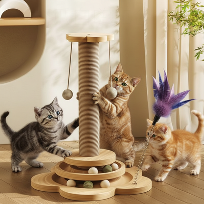 Cat Scratching Post Interactive Toy Fun Activity Center - Image 6