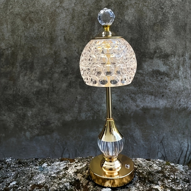 Crystal Touch Tischlampe | Wiederaufladbare LED-Nachttischlampe