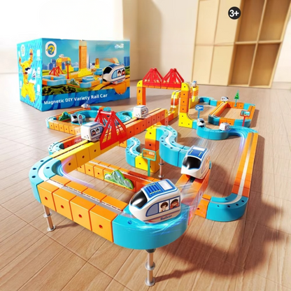 Construction Toy Electric Train Set Magnetic Track System - Image 1