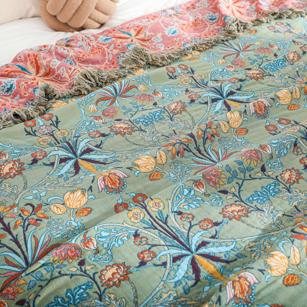 Cotton Blanket Reversible Throw Soft Woven Quilt - Image 2