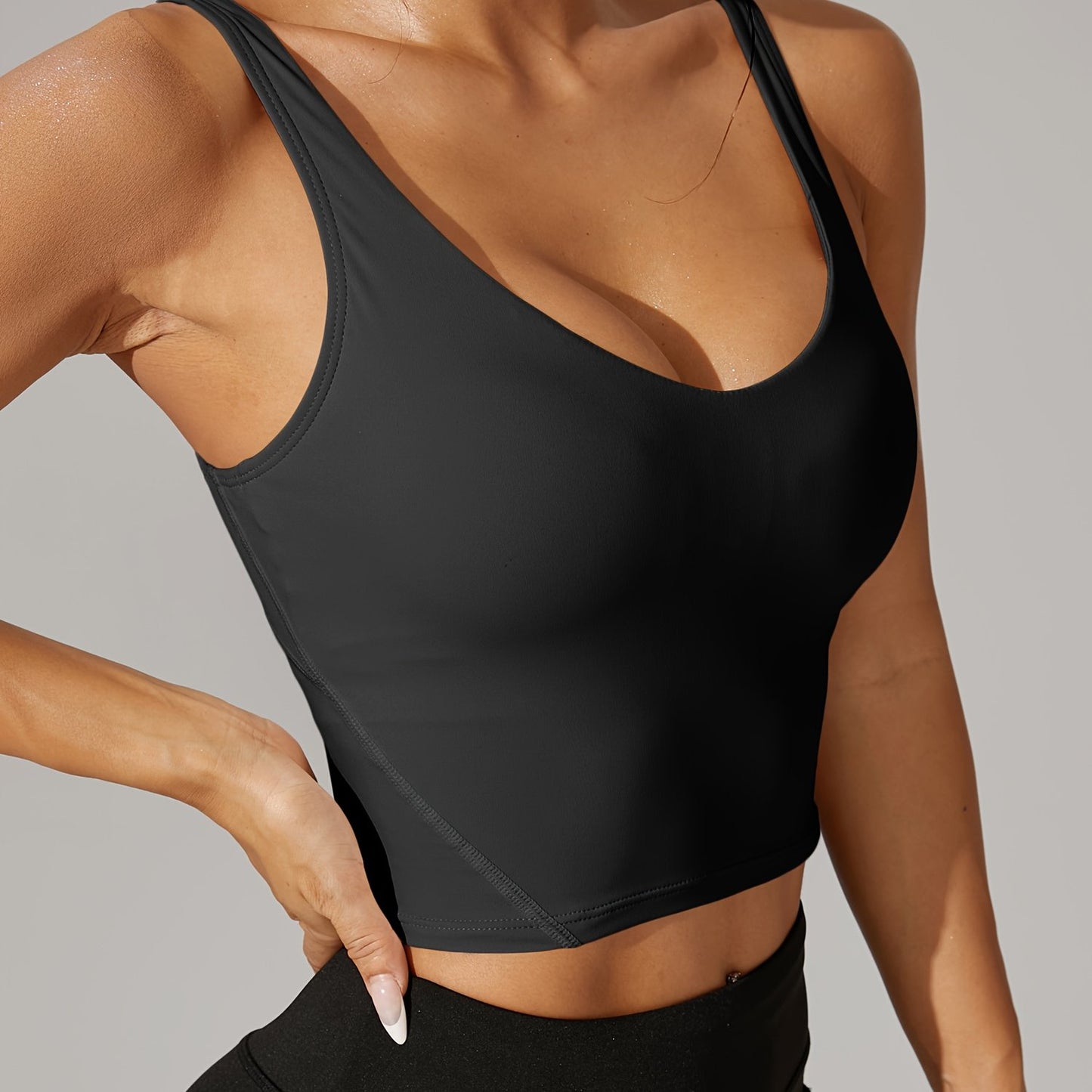 Pickleball Backless Crop Tank V Neck Stretch Athletic Top