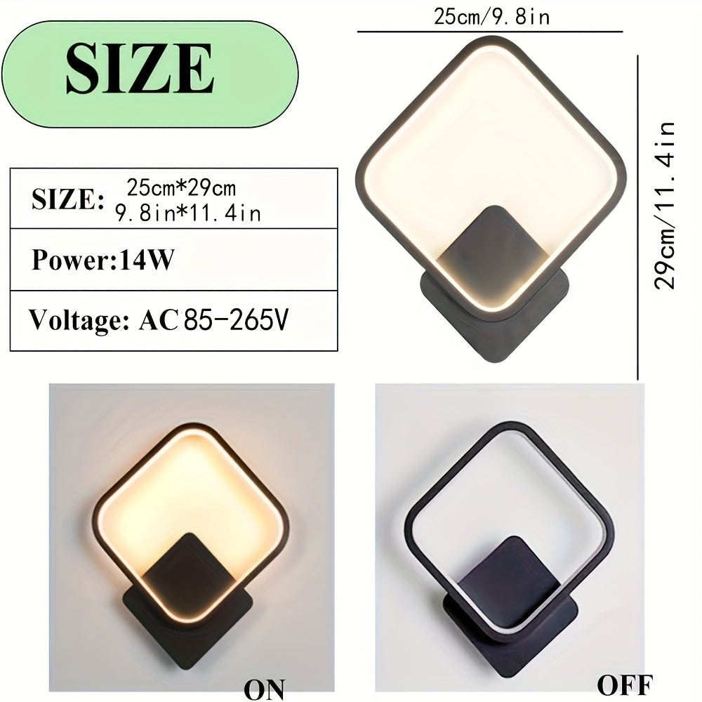 Candeeiro de Parede LED Quadrado Moderno | Luminária Geométrica Minimalista