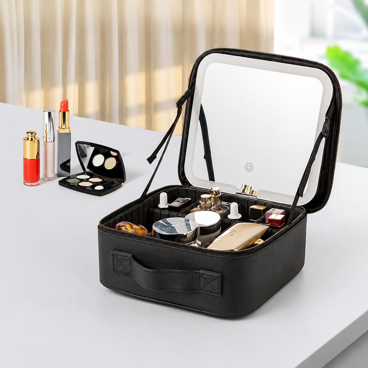Makeup-etui Rejse Kosmetik Organizer Mors Dag LED-spejlæske