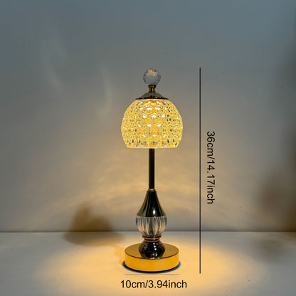 Crystal Touch Tischlampe | Wiederaufladbare LED-Nachttischlampe
