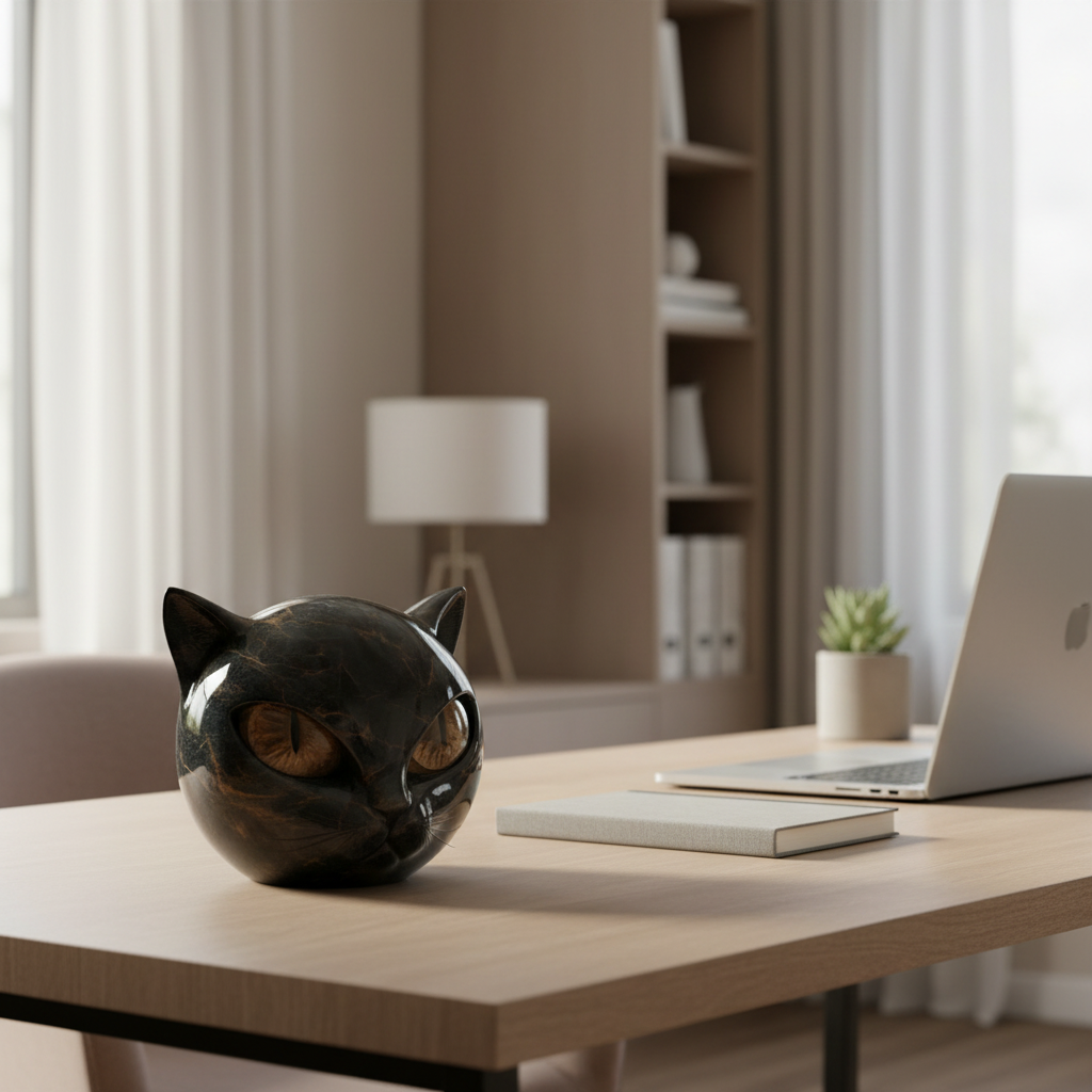 Decorative Cat Sculpture Unique Home Accent Modern Interiors - Image 2