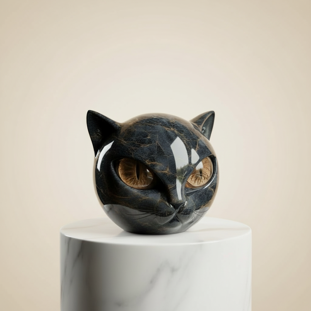 Decorative Cat Sculpture Unique Home Accent Modern Interiors - Image 4