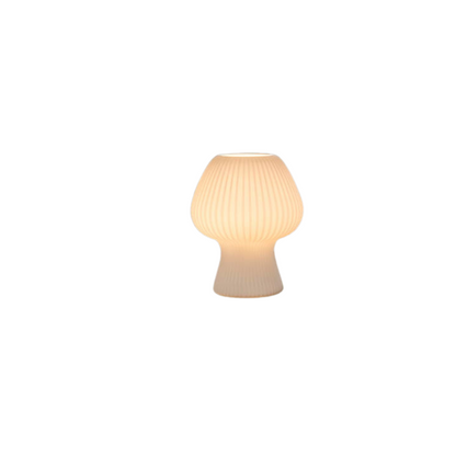Vintage Nachttischlampe | Gerippte Glas-Pilzlampe