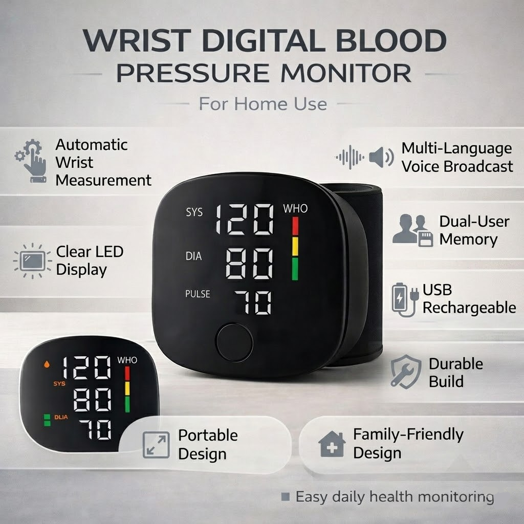 Digital Blood Pressure Monitor Wrist Automatic - Image 3