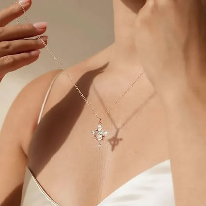 Halskette Damen Kreuz Anhänger Krone Gold Silber Schmuck