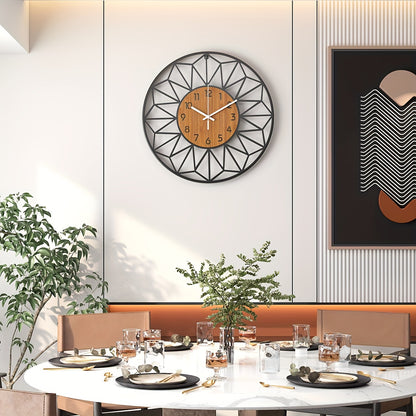 Orologio da Parete Moderno in Metallo | Design Centrale Effetto Legno