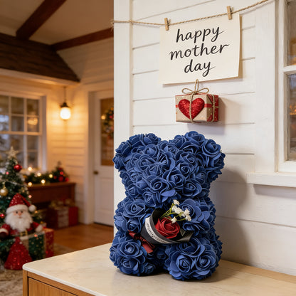 Presente Urso de Rosas do Dia da Mãe Urso de Peluche com Flor Artificial Decoração