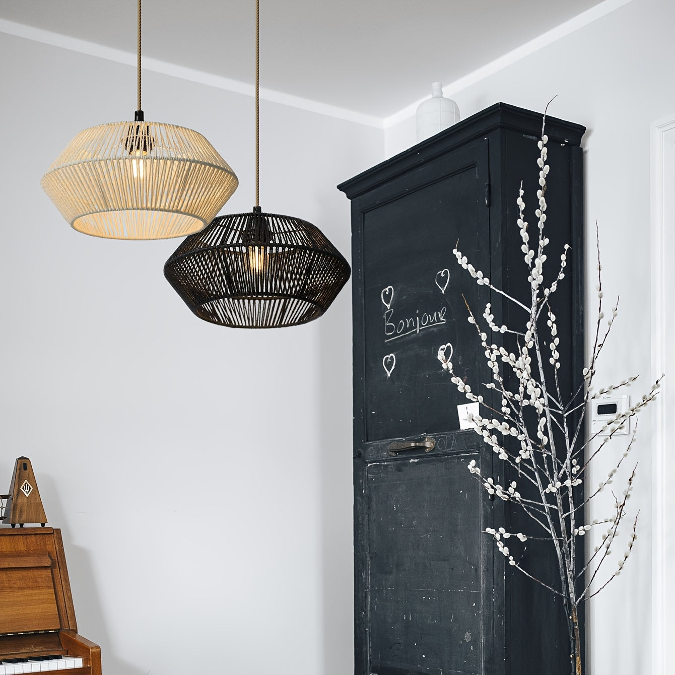 Abajur de Corda de Papel Tecido à Mão | Design Natural Moderno