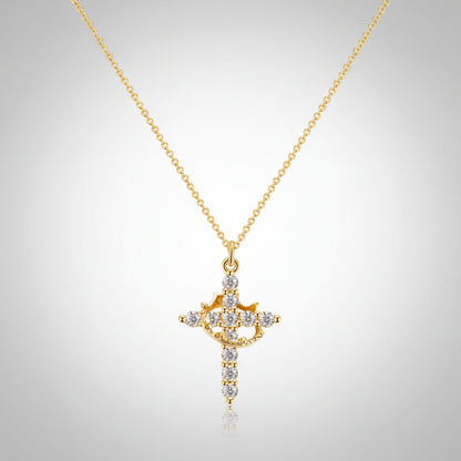 Halskette Damen Kreuz Anhänger Krone Gold Silber Schmuck