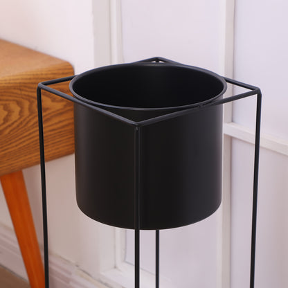 Porta piante da interno in metallo | Supporto per piante rettangolare moderno nero