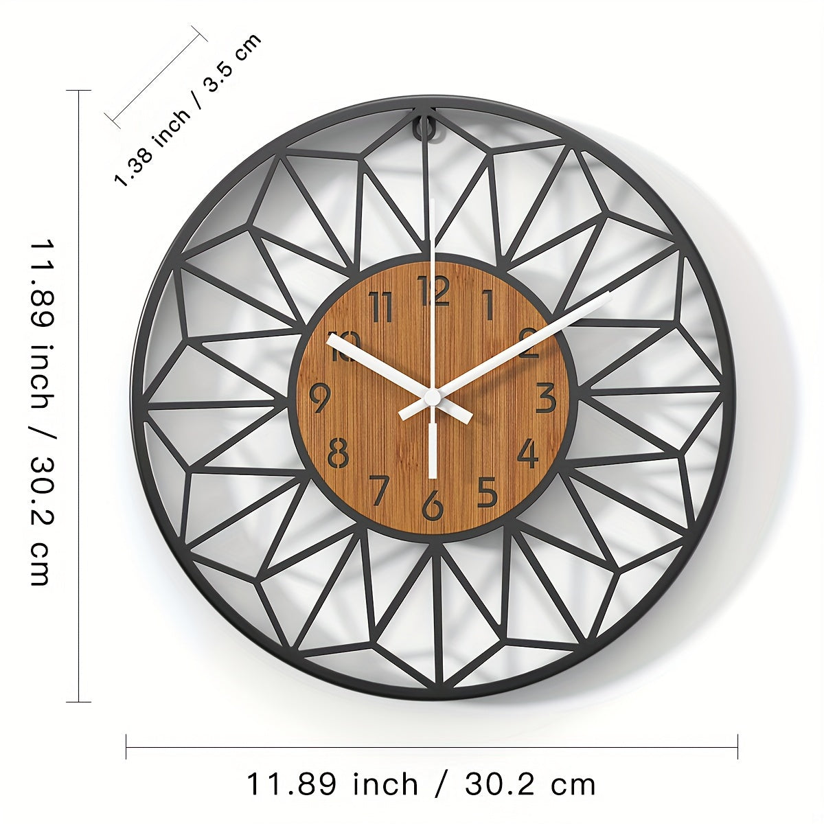 Orologio da Parete Moderno in Metallo | Design Centrale Effetto Legno