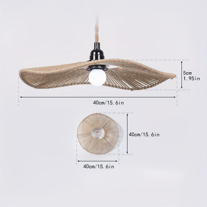 Pantalla de luz de techo de cuerda de papel tejida a mano | Diseño artístico natural