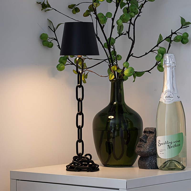 Moderne Tischlampe mit Kettengliedern | Wiederaufladbare LED-Leuchte mit Berührungsschalter