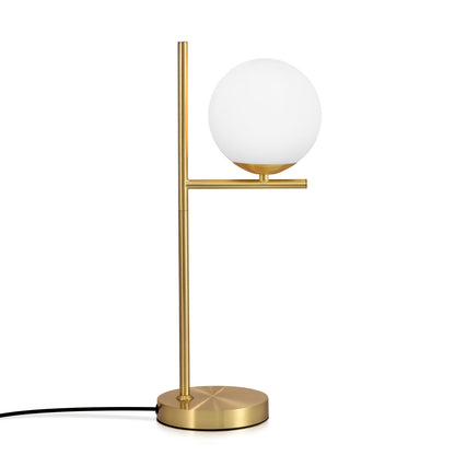 Lámpara de Mesa Moderna Dorada | Diseño de Globo de Vidrio Blanco