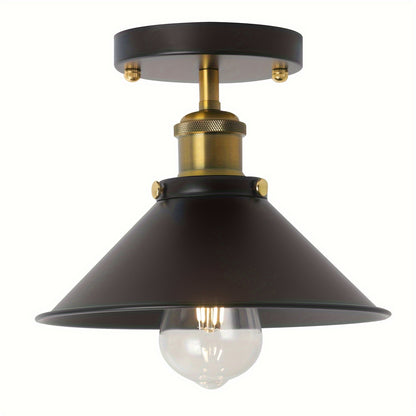 Lumină de tavan semi-aplică industrială neagră | Corp vintage suspendat din metal