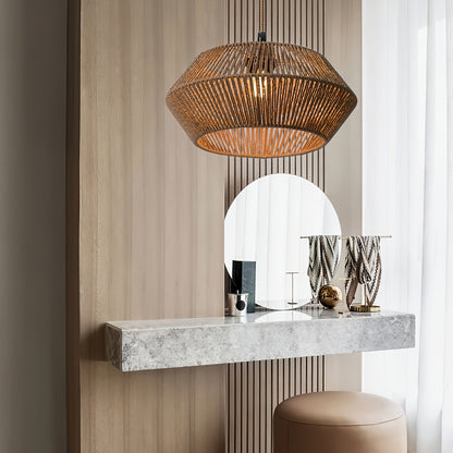 Abajur de Corda de Papel Tecido à Mão | Design Natural Moderno
